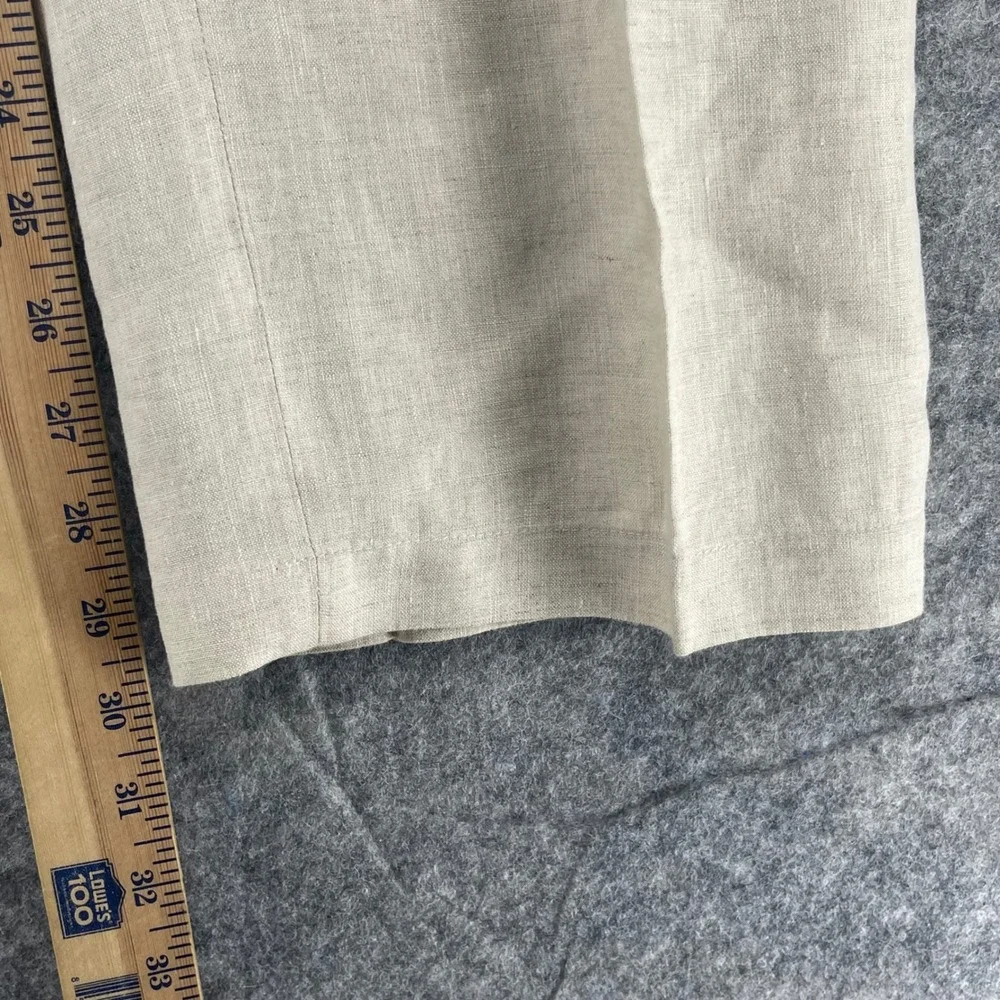 Tasso Elba Pants Men 30x30 Beige 100% Linen Drawstring Straight Leg Trousers